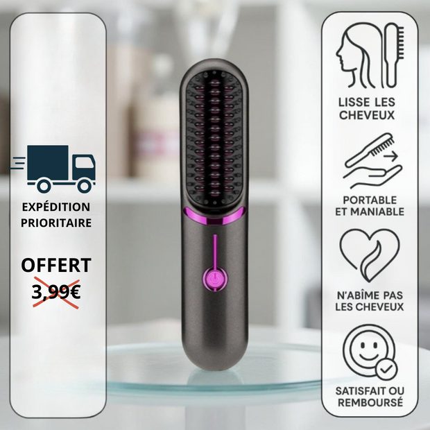 Brosse à Cheveux Lissante NurAmor | Portable Sans Fil